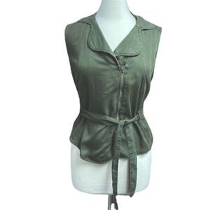 Cato Olive Green Belted Crop Vest Size Medium